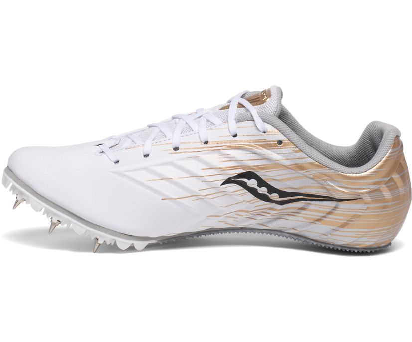 Women's Saucony Spitfire 5 Running Shoes White / Gold | Singapore 204CTVE